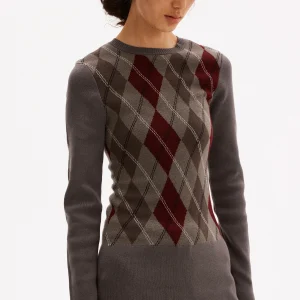 Original 597c Slim Fit Long Sve round Ne Knitted Sweater Women's Diamond Pattern Commute Friendly Soft Polyester Blend - AliExpress Sweaters&Jumpers
