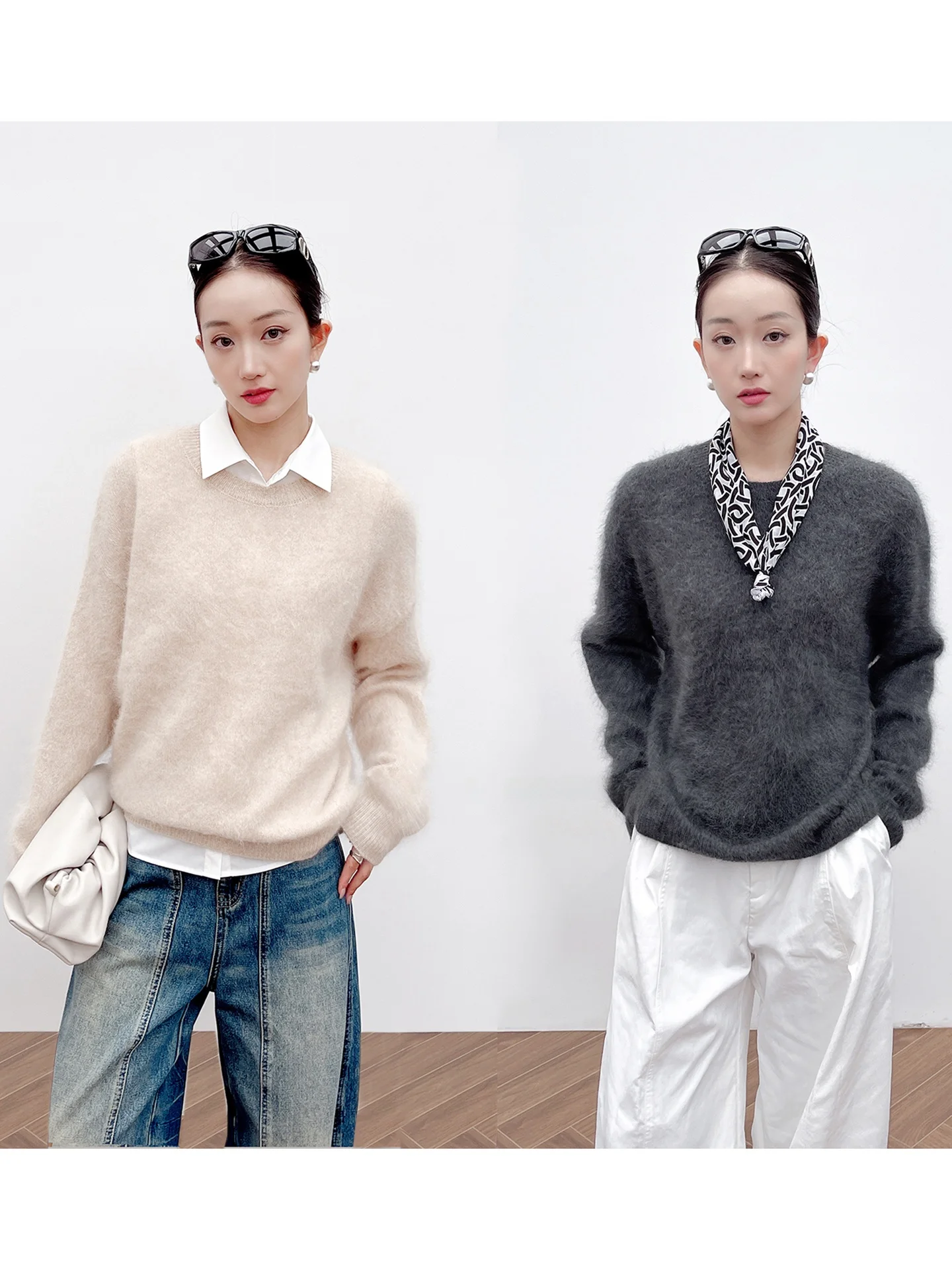 Korean Faion Heavyweight Fce Dry Aosphere Lightweight Cloud Wool Camere round Ne Simple Sweater Soft Long Sve - AliExpress Sweaters&Jumpers