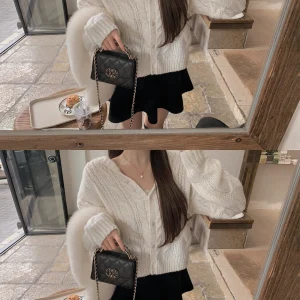 Cute Ja Moonlight Opening Cardigan Woolen Knitted Soft Personali Collar Sweater Outerwear in Beige Color for Women - AliExpress Sweaters&Jumpers