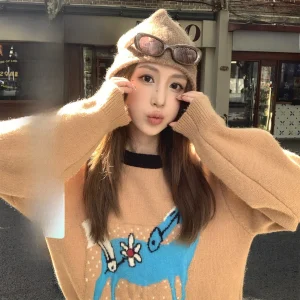 MLS Fun  Design Knitwear Women's Spring New Sle 2026 Trendy Agel Floral Embroidery Sweater Comfortable Loose Fit Lo... - AliExpress Sweaters&Jumpers