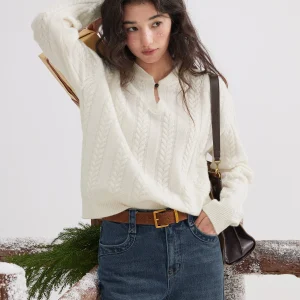 Solighter Women's Knitted Sweater Winter Faion Button up Woolen Yarn Twist Flower Design  Long Sve Crew Ne - AliExpress Sweaters&Jumpers