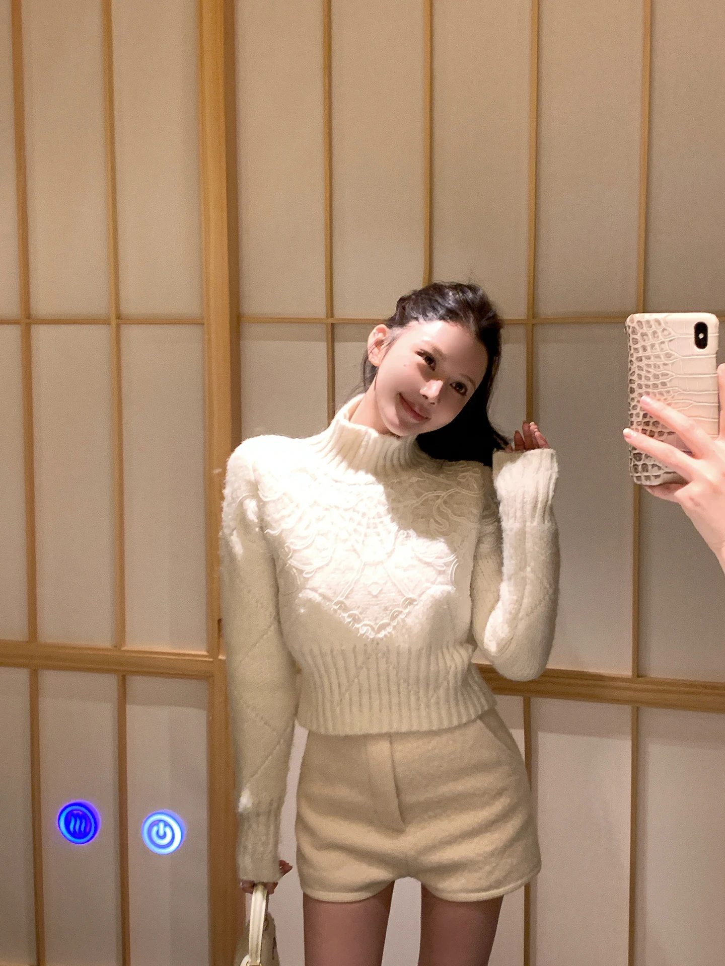Titi Little Sister Soft Weave White Moonlight Knitted Sweater Women's Autumn Winter oulder High Collar Lace Patchwork ort... - AliExpress Sweaters&Jumpers