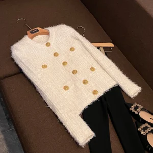 Elegant Versatile Slimming Long Sleeve round Neck Knitted Sweater Spring Trendy Women's Top Coat DZ158 Commute Style Regular Fit - AliExpress Sweaters&Jumpers