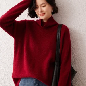 Luxury Women's Clothing Turtleneck Csaual Loose Cashmere Sweater Autumn Winter Female Grace Pullover 100% Cashmere Soft knitwear - AliExpress Sweaters&Jumpers