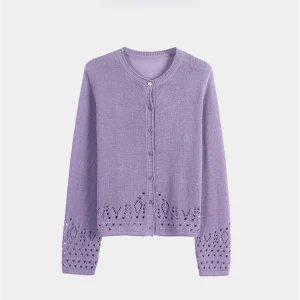 Spring Knitted Sweater 7 Needle 48 Thread 2 Strand Hollow Pattern Large Size Women's Slimming Casual Style Polyester Fiber - AliExpress Sweaters&Jumpers