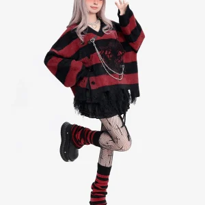 2025 Y2K Striped Sweater Women Imitation Mink Soft V-Neck Harajuku Gothic Loose Knitted Pullover Long Sleeve Loose V-Neck Winter - AliExpress Sweaters&Jumpers