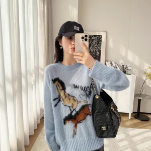 Original Yarn Knitted Woolen Sweater Women Loose Long Sve round Ne Fluffy  Pattern Casual Sle Comfortable Fit Top - AliExpress Sweaters&Jumpers