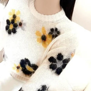 Ele Flower Pattern Camere Sweater Women's Premium Knitted Long Sve round Ne Warmth Autumn Winter Faion Agel - AliExpress Sweaters&Jumpers