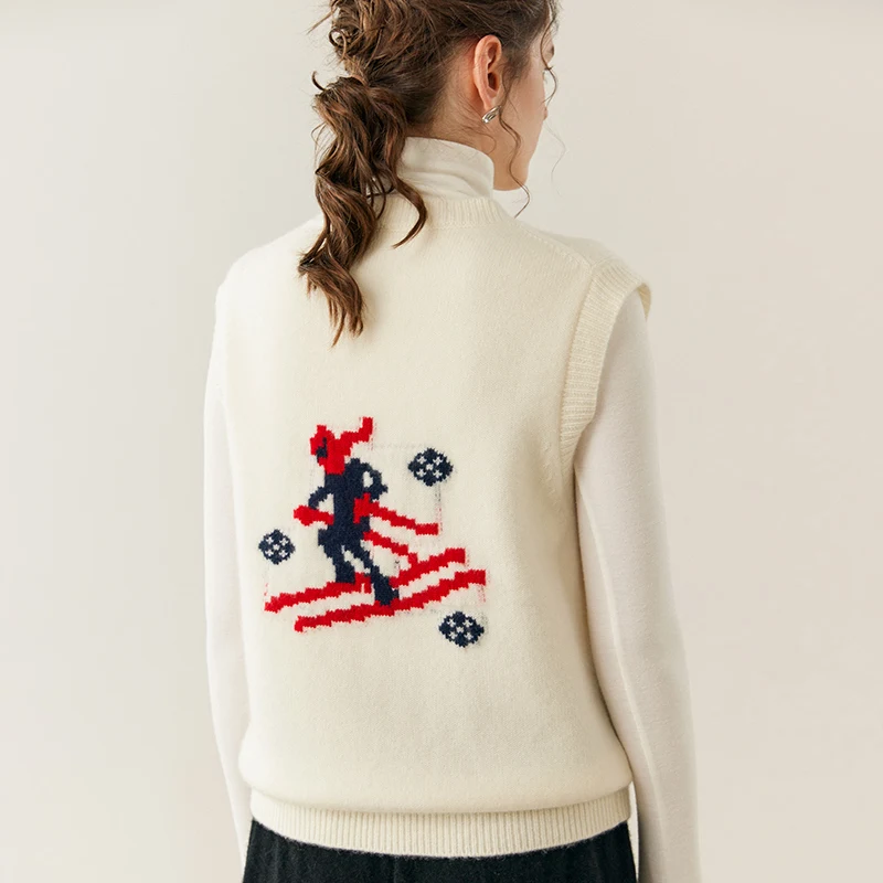 ANGEL Women's 100% Cashmere Sweater Vest Seamless Slim Snow Pattern Pullover Knitwear Autumn Winter O-Neck Sleeveless Waistcoat - AliExpress Sweaters&Jumpers