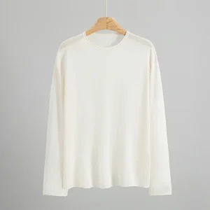 Minimalist Fine Silk and Wool Natural Rolled Hem Round Neck Loose Long Sleeve Knitted Tops for Women - AliExpress Sweaters&Jumpers