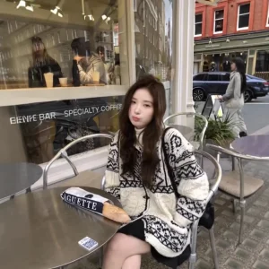 Loose Knitted Sweater with Button Collar Embroidery Korean Sle Women's College Faion Color Blo Open Cardigan Woolen Mat... - AliExpress Sweaters&Jumpers