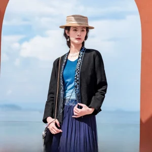 Retro Embroidered Belted Open Cardigan Jaet Women's New Autumn Winter Faion Cotton Linen Blend Long Sve Straight Cut - AliExpress Sweaters&Jumpers