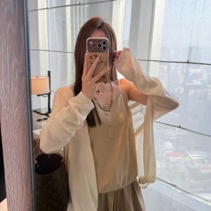 Ultra-Soft Linen Lyocell Cardigan Zhang ei Self-Sle Knot Design Apricot Color Commute Sle Korean Version Long Sve - AliExpress Sweaters&Jumpers