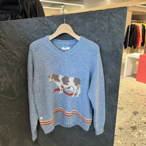 HEIDD Loose V-ne Knitted Sweater Cartoon Cow ey Blue Cartoon Sle Women's Woolen Pullover Autumn Winter Faion - AliExpress Sweaters&Jumpers