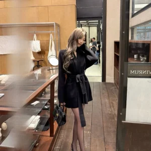 Classic Knitted Batobe Coat for Women Lazy Sle Medium Length Autumn Winter Open Cardigan Belt Design Ladies Sweater - AliExpress Sweaters&Jumpers