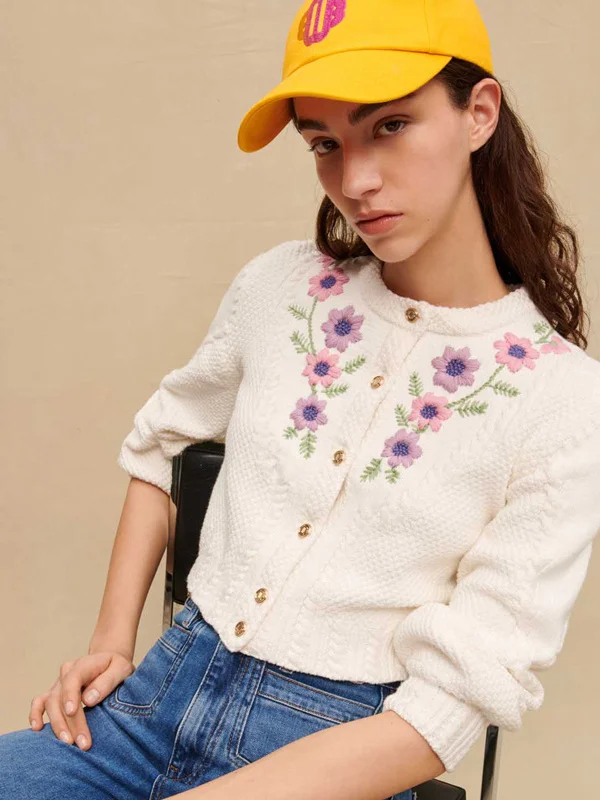 Ele White Embroidered Knitted Open Cardigan Women's Faionable Autumn Winter New Arrival M Home CA00389 Ciwalk Sle - AliExpress Sweaters&Jumpers