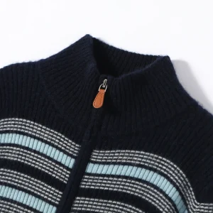 100% Cashmere Striped Colorblock Cashmere Cardigan for Women with Stand Collar Slim Fit Slimming Double Zipper Knit Sweater Coat - AliExpress Sweaters&Jumpers
