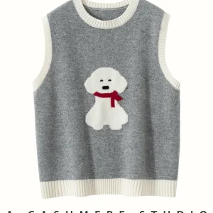 Tcyeek, Cashmere Wool Elegant Knitted Vest, Women O-Neck Cartoon, Fashion Casual Loose Sweater, Autumn Winter New Top T48511QM - AliExpress Sweaters&Jumpers
