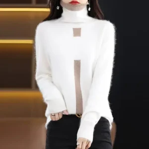 Women's High Neck Cashmere Sweater, 100% Pure Mink, Large Size Pullover, Female Top, New, Autumn, Winter, 2023 - AliExpress Sweaters&Jumpers