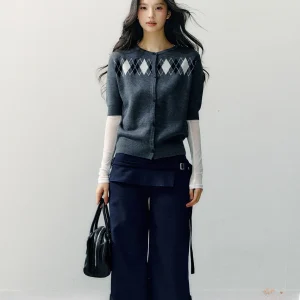 7iftin Original Design ey Diamond Pattern Knitted Open Cardigan Women's Slim Fit Spring New Sle Top round Ne ort Sl... - AliExpress Sweaters&Jumpers