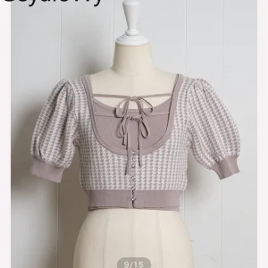 Autumn New Original Stylish Houndstooth Lace-Up U-Neck Cardigan and Camisole Two-Piece Set Sweet Short Knitted Sweater for Girls - AliExpress Sweaters&Jumpers