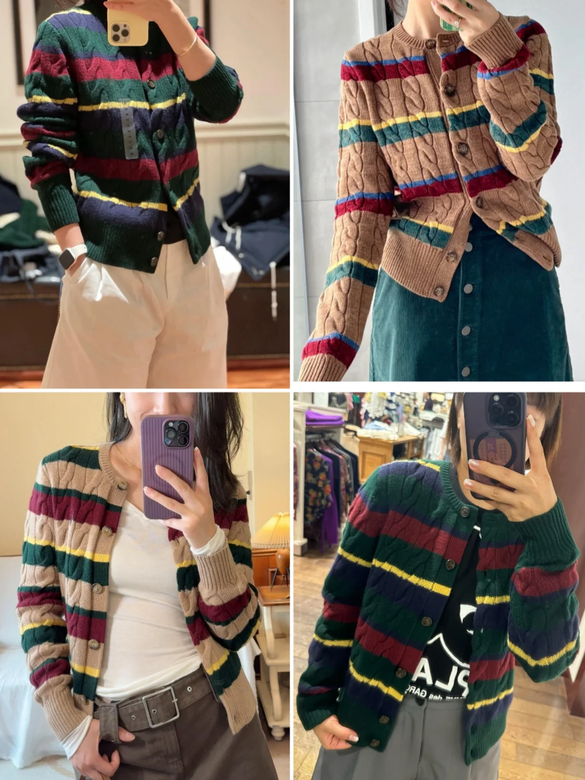 MoreLess Autumn Winter Knitted Woolen Cardigan Sweater Embroidered Pattern Twisted Color Stripe Open Front Outerwear - AliExpress Sweaters&Jumpers
