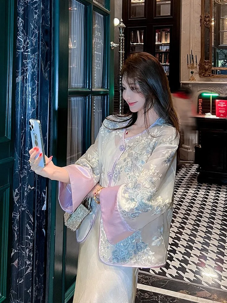 New Chinese Sle Heavy Embroidery Silk Jaet Women's Spring 2026 Transparent Mysterious Retro Top Commute Sle Loose Fit - AliExpress Sweaters&Jumpers