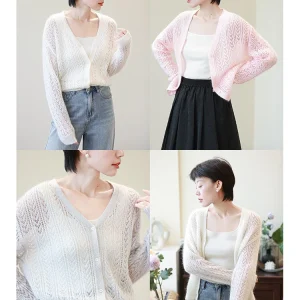 Ladies' V-ne Hollow out Knitted Cardigan Loose Fit Wool Blend Spring New Sle White Sweater Lazy Sle Faion Trend - AliExpress Sweaters&Jumpers