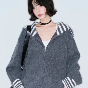 Spring Autumn Navy Collar Open Cardigan Sweater Women's Outerwear Striped Knitted Top Comfortable Loose Fit Long Sve - AliExpress Sweaters&Jumpers