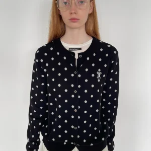 Bla Bot White Dot Logo Embroidered Long Sve Open Cardigan Casual Loose Fit Cotton Polka Dot Pattern Breathable Skin-F... - AliExpress Sweaters&Jumpers