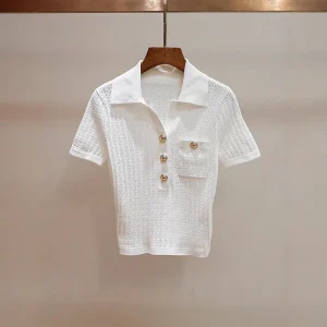 MaSandeSP Summer Anti-Aging Versatile Hook Flower Hollow oulder ort Sve Turn-down Collar Slimming ort Knitted Wear - AliExpress Sweaters&Jumpers