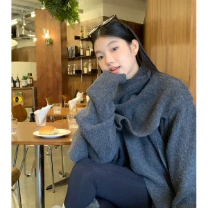 ay Knitted Cowl Ne Open Cardigan Women's Autumn Winter Lazy Sle Sweater Coat Design Sense Capelet Warm Comfortable Top - AliExpress Sweaters&Jumpers