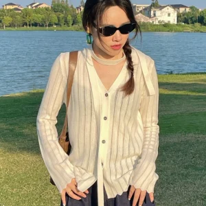 Ele Design Knitted Sweater Women's Faion Trend V-ne Long Sve Cardigan Woolen Top High-quali Commute Sle - AliExpress Sweaters&Jumpers