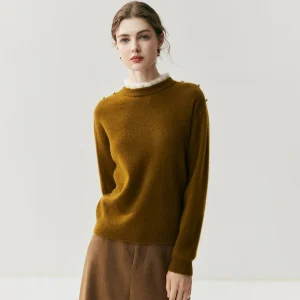 Women 100% Cashmere Sweater Pullover Blouse Autumn Winter New Style Knitwear Elegant Ruffle Neck Casual Female Thick Soft Tops - AliExpress Sweaters&Jumpers