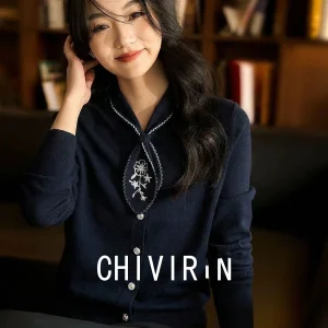 Elegant Luxury Style Women's Knitted Long Sleeve Sweater Fashionable Slim Fit Casual round Neck Open Cardigan by Chivirin - AliExpress Sweaters&Jumpers