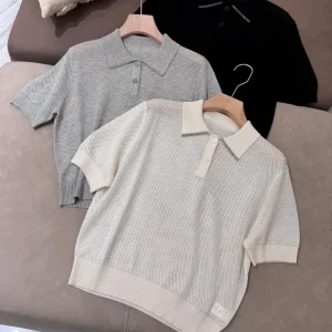Women's high quality knitted short sleeved fashionable solid color Polo top - AliExpress Sweaters&Jumpers