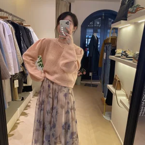 Ultra-Fine Camere Wool Sweater Romantic Print f Skirt Casual Loose Sle Long Sve Low round Ne Thin Winter Ladies' ... - AliExpress Sweaters&Jumpers