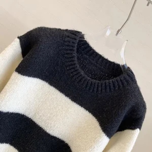 New High-Quality Color-Blocked Striped Round Neck Long-Sleeved Knit Sweater For Women - AliExpress Sweaters&Jumpers