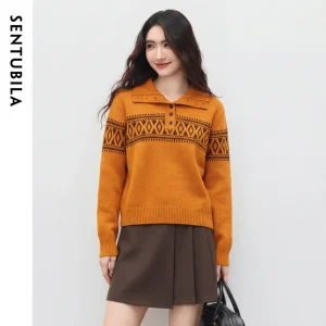 SENTUBILA Women's Sweater 2026 Fair Island Geometry Jacquard Stand Up Neck Thick Jumpers Casual Warm Women Winter Tops W61EA6556 - AliExpress Sweaters&Jumpers