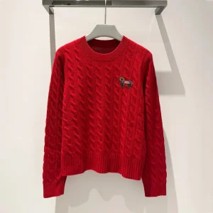 Premium round Ne Knitted Sweater Embroidered Red Twist Knitwear Winter New Year Women's Faion Soft Medium Thin Long ... - AliExpress Sweaters&Jumpers