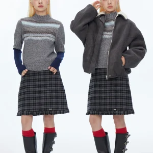 HORAHORA Wool Blend Knit Sweater ey Blue Striped Patchwork Sve adient f High Collar Long Sve Casual Sle Women'... - AliExpress Sweaters&Jumpers