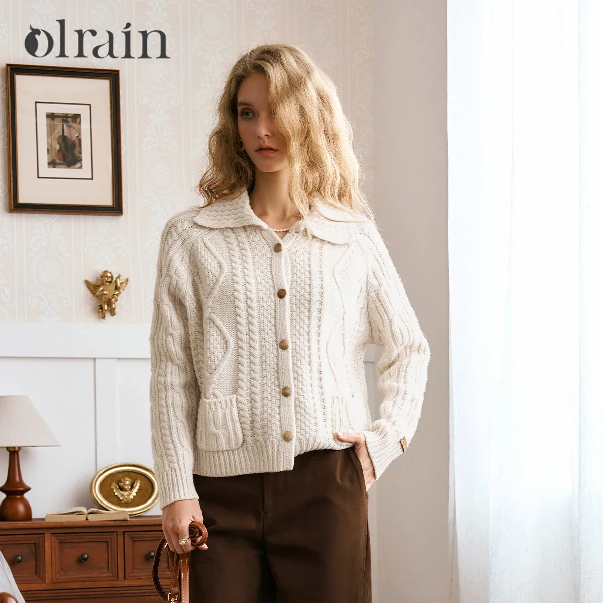 OLrain French Style Vintage Pullovers for Women 2026 Autumn Loose Comfort Lapel Collar Spliced Button Woman Knitwear E56QM88513 - AliExpress Sweaters&Jumpers