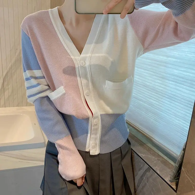 Autumn Winter New Sle Knitted Open Cardigan V-Ne Candy Color Stripes Loose Slimming Youthful College Sle Outerwear - AliExpress Sweaters&Jumpers