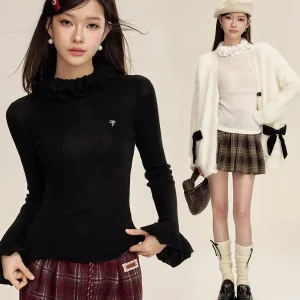 6DEWS Women's Knitted Wool Blend High Ne Base Layer Sweater Slimming Inner Wear Top Faion Commute Sle Long Sve - AliExpress Sweaters&Jumpers