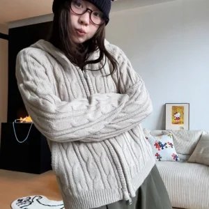 Retro Lazy Sle Knitted Hat Sweater Coat Women's Winter New Faion Simple Warm Knitted Open Cardigan Top Soft Comfortable - AliExpress Sweaters&Jumpers