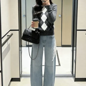 Women's Diamond-Embroidered Knitwear Winter Faionable Plaid Rhombus Design Long Sve round Ne Soft Comfortable Top - AliExpress Sweaters&Jumpers