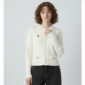 ACOUSOTG Women's ort Zipper Knitted Cardigan Autumn Winter Comfortable Bronze Metal Striped Slim Fit round Ne Outerwear - AliExpress Sweaters&Jumpers