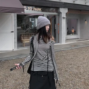 Slim Fit Long Sve T-irt Women's Knitted Stripe Top with Wings Insectis oulder Stripe Design Winter Commute Sle - AliExpress Sweaters&Jumpers