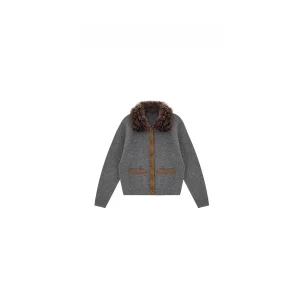 Zhou Autumn Winter New Color Blo Design Sweater Furry Collar Splicing Soft Knitted Woolen Women's Cardigan Warm Thi - AliExpress Sweaters&Jumpers