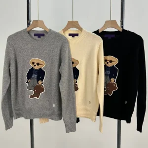 Briti Sle Loose Fit Camere Wool Knitted Long Sve round Ne Pullover Bear Pattern Sweater Autumn Winter New Arrival - AliExpress Sweaters&Jumpers